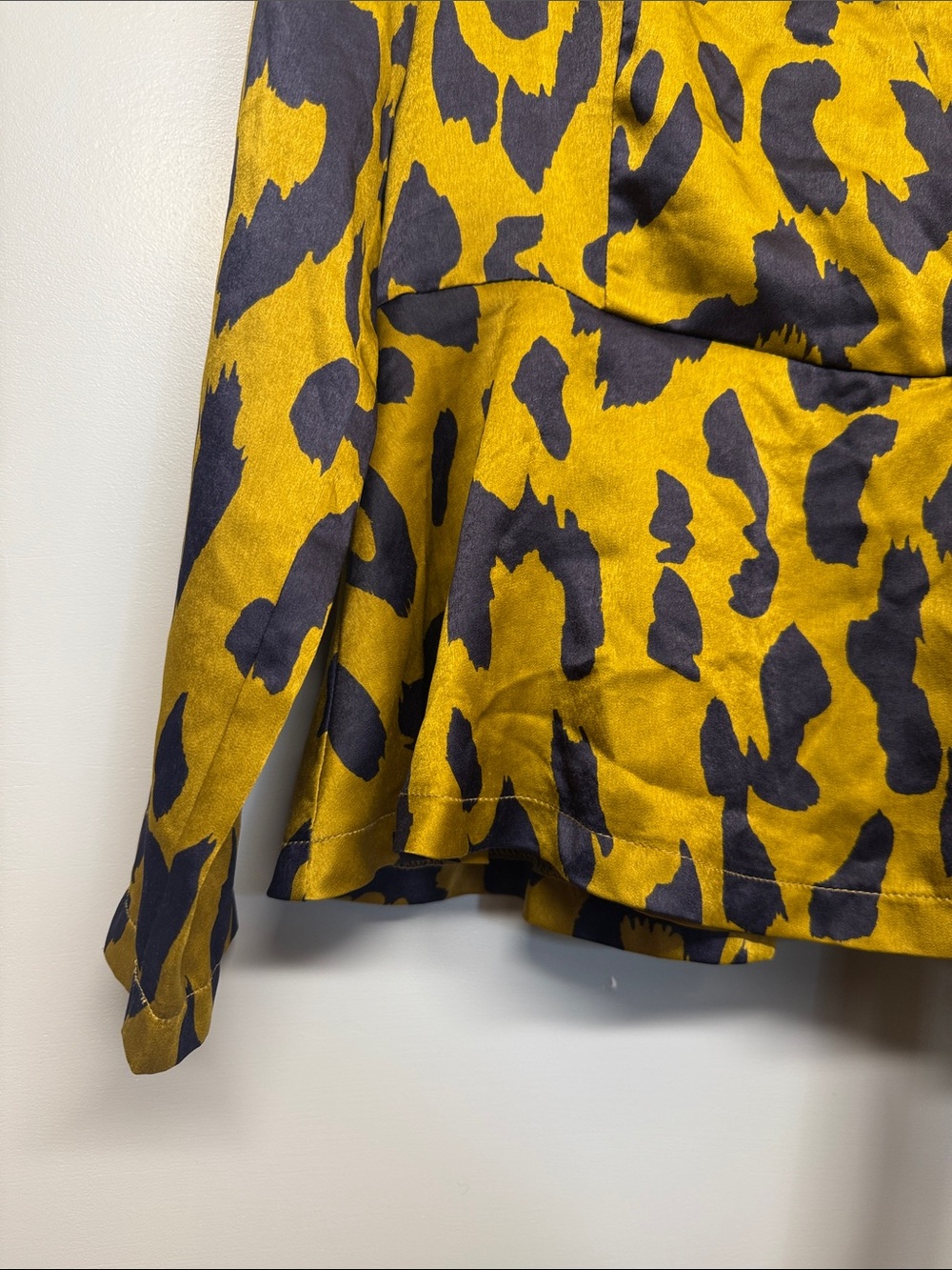 Anthropologie Moon River Mustard and Black Leopard Wrap Blouse - Picture 4 of 5